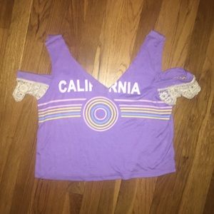 California Crochet Trim Cold Shoulder Tank Top